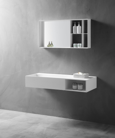 Раковина подвесная Abber Stein AS2640-1.2 R 120x46 белая матовая фото