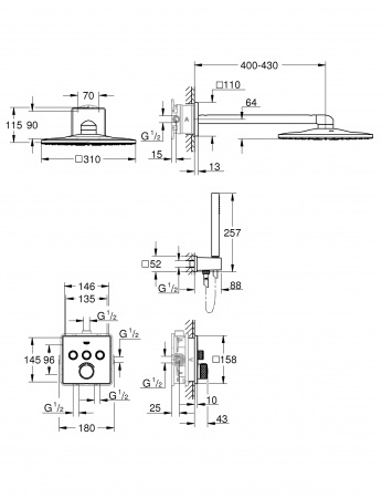 Душевая система скрытого монтажа Grohe SmartControl Concealed 34712000 фото