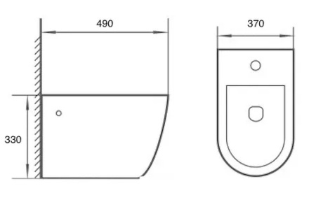 Биде подвесное CeramaLux NC 2197-1MB черное матовое фото