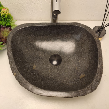 Накладная раковина из речного камня RS01253 (44*37*15) фото