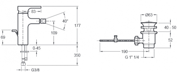 Смеситель для биде Jacob Delafon Strayt E98338-CP фото