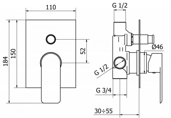 Смеситель для ванны и душа Cezares Furore FURORE-VDIM-01-Cr фото