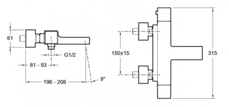 Термостатический смеситель для ванны с душем Jacob Delafon Strayt E9127-CP фото