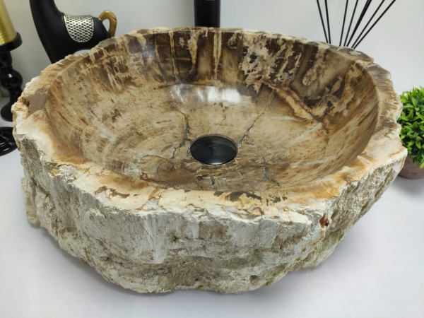 Накладная раковина из окаменелого дерева Fossil Basin OD-00398(48*40*15) фото