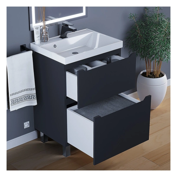 Тумба под раковину напольная Uperwood Tanos 60 291120331 черная матовая фото