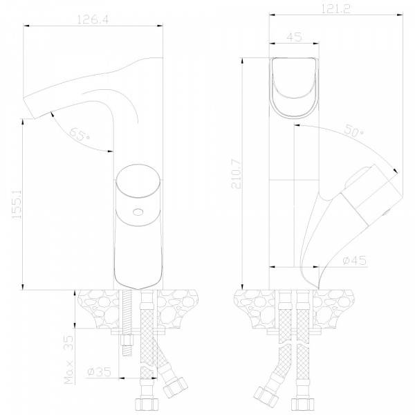 Смеситель для раковины Rossinka Z Z35-30W с подсветкой фото