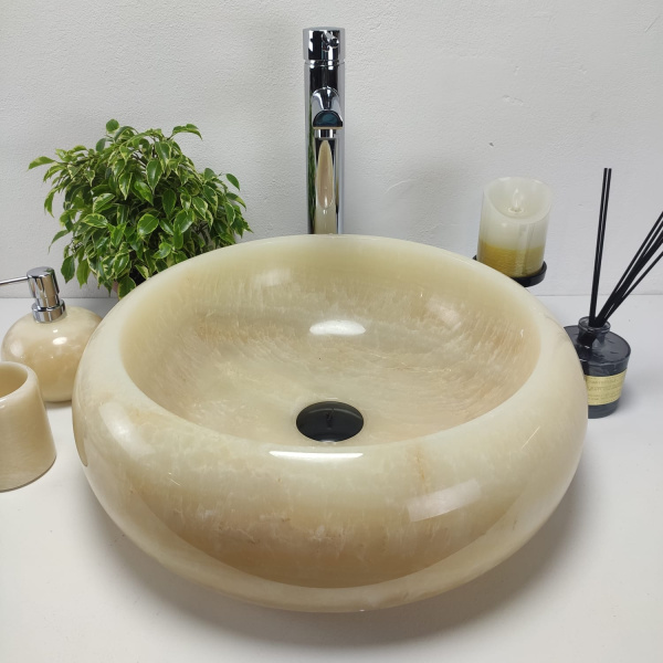 Накладная раковина из оникса Donut Yellow Medium DO-00952 (45*45*15) фото