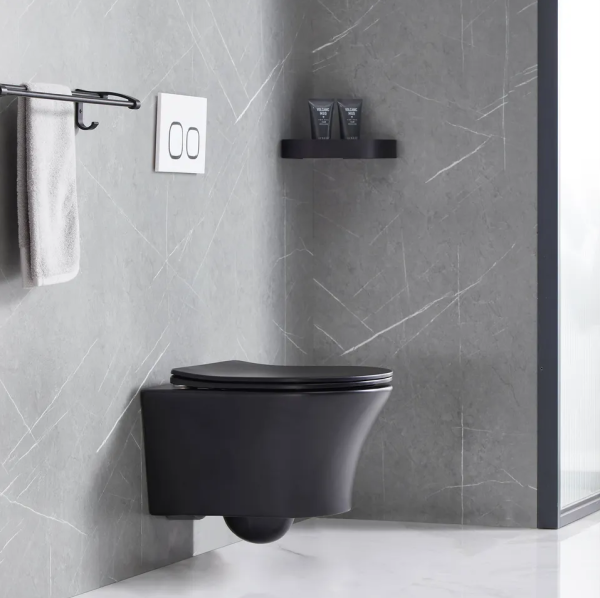 Унитаз подвесной безободковый Cerutti SPA Adige Aria CT9246 с сиденьем, черный матовый фото