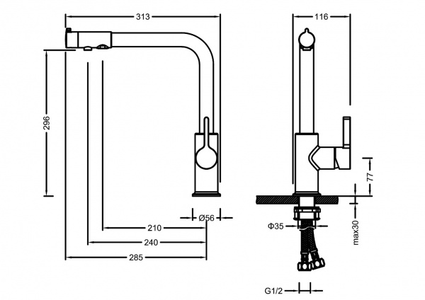 Смеситель для кухни кухни с фильтром для воды Timo Hette 1026/00F фото