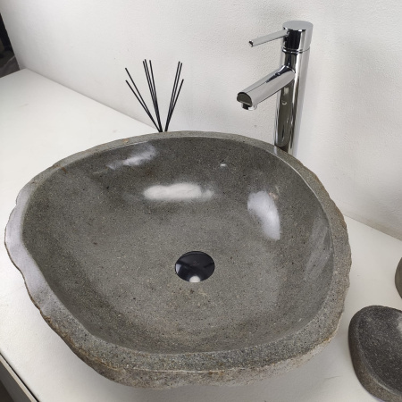 Накладная раковина из речного камня RS0970 (54*47*16) фото