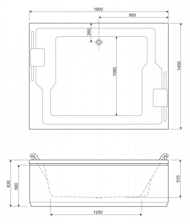 Акриловая ванна Cezares Plane Due PLANE_DUO-190-145-51 190х145 фото