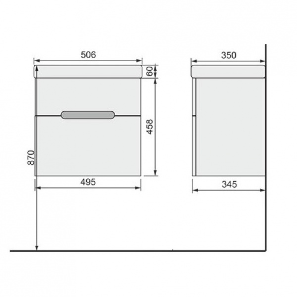 Тумба с раковиной Jorno Moduo Slim Mod.01.50/P/W 50 см фото