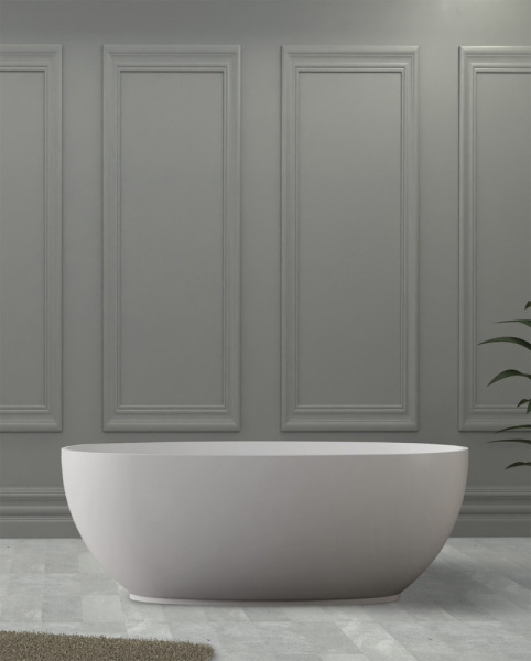 Ванна из искусственого камня Abber Stein AS9641-1.3 130x68 белая матовая фото