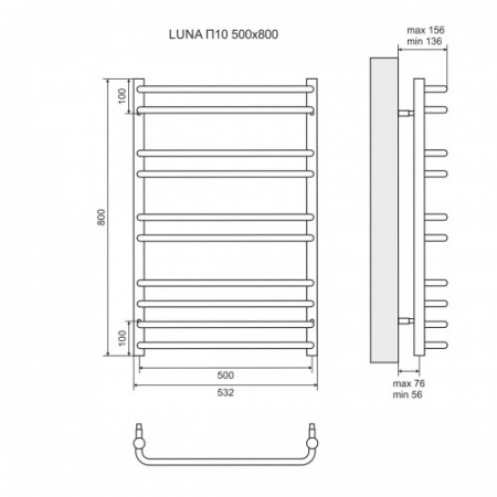 Полотенцесушитель электрический Lemark Luna LM41810E 50х80 фото