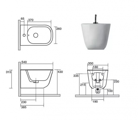 Биде подвесное Kerasan Tribeca 512501bi фото