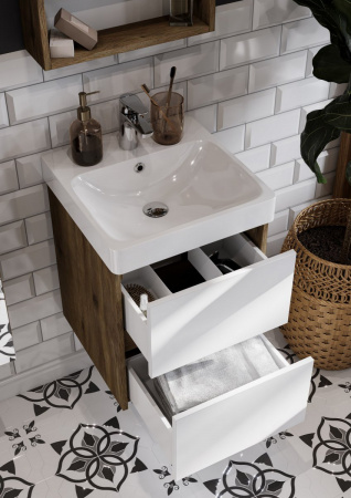 Тумба под раковину Акватон Сканди 45 1A251601SDZ90 белый/дуб рустикальный фото