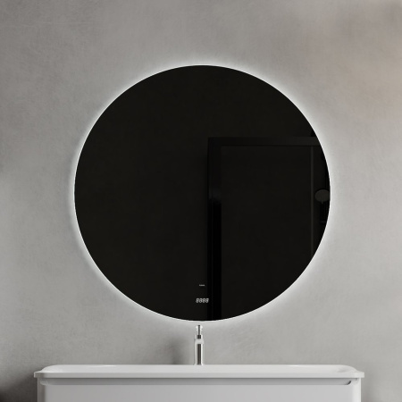 Зеркало с подсветкой и часами Jorno Solo 100 Solo.02.100/W/RL 100x100 фото