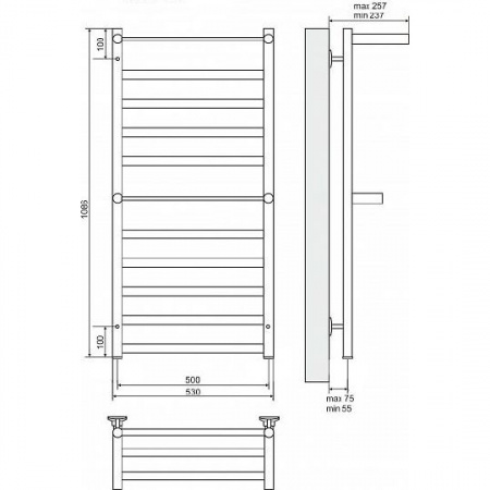 Полотенцесушитель электрический Terminus Хендрикс с полкой П11 4660059921259 500х1086 фото