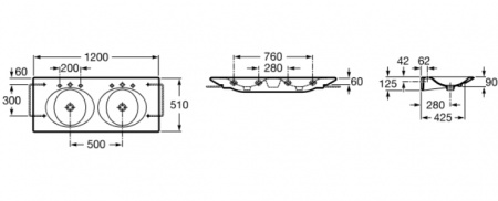 Двойная раковина-столешница Roca Kalahari 327896000 120 см фото