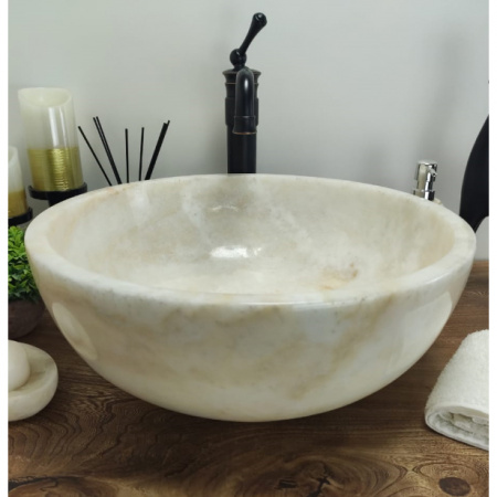 Накладная раковина из оникса Indo Bowl white Medium TinLip BO-00510 фото