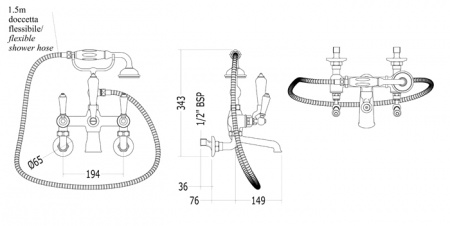 Смеситель для ванны с душем Devon & Devon Dandy MARF40M фото