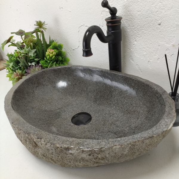 Накладная раковина из речного камня RS01456 (53*37*15) фото