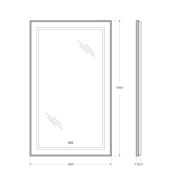 Зеркало с подсветкой, сенсорным выключателем и подогревом BelBagno SPC-KRAFT-600-1000-LED-TCH-WARM-NERO 60x100 черное фото