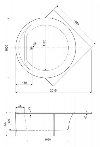 Акриловая ванна Cezares 160x160x49 FI CORNER-160-160-49 фото