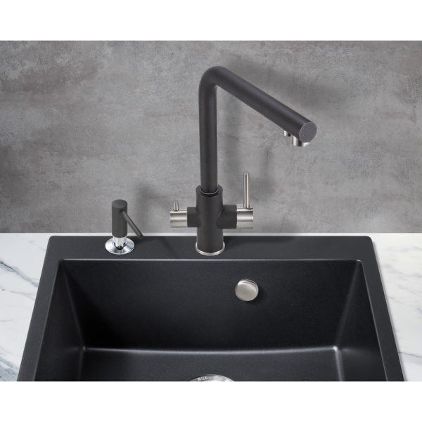 Смеситель для кухни под фильтр Milacio Ultra Bolvir MCU.553.MB черный матовый/хром фото