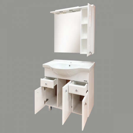 Тумба Comforty Сочи-85 белый глянец с раковиной Сенеж 87 фото