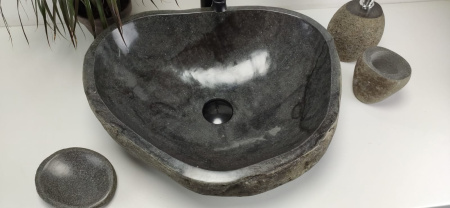 Накладная раковина из речного камня RS0847 (50*41*15) фото
