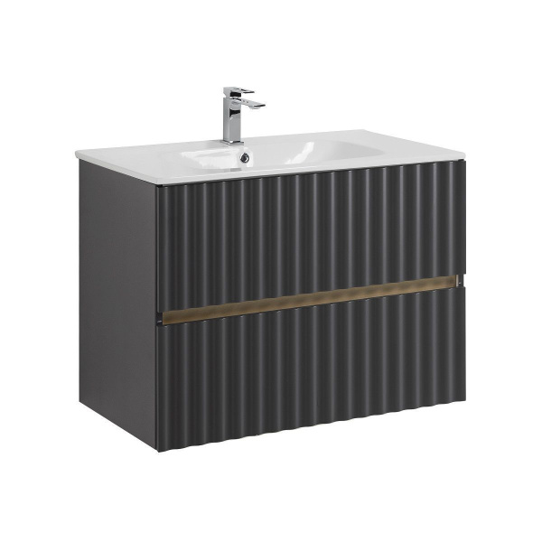 Тумба под раковину Art&Max Elegant AM-ELEGANT-800-2C-SO-GM-LED серая матовая /  с подсветкой фото