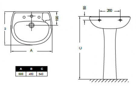 Подвесная раковина Gala Nila 17010 (71784) 60 см фото