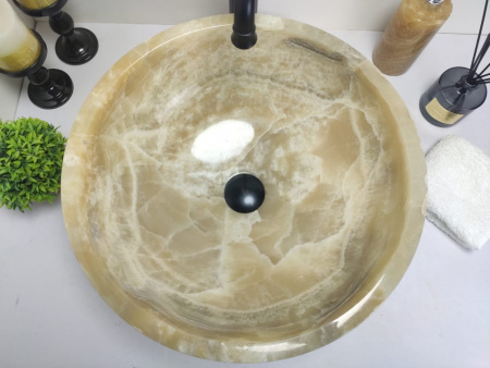 Накладная раковина из оникса Indo Bowl Yellow Medium BO-00030 фото
