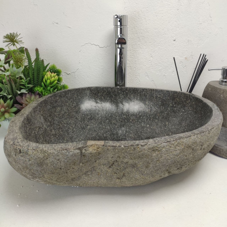 Накладная раковина из речного камня RS01378 (48*43*15) фото