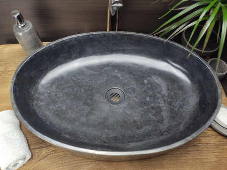Раковина из мрамора Indo Oval Blak Big OM-00096 фото