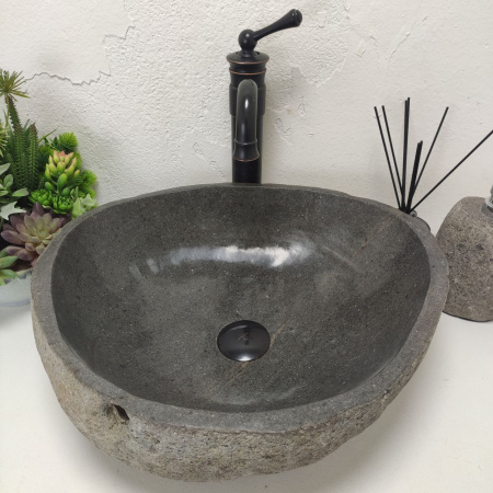 Накладная раковина из речного камня RS01522 (47*42*15) C10 фото