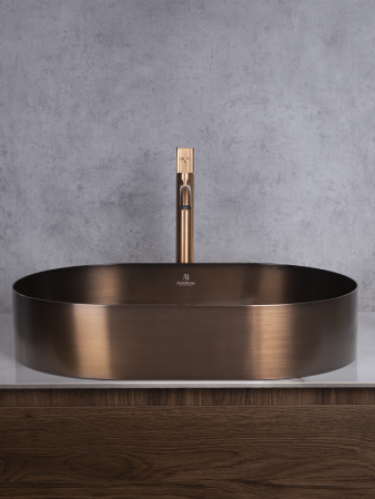 Накладная раковина из нержавеющей стали AltroBagno Eterno 001028BrAn состаренная бронза фото