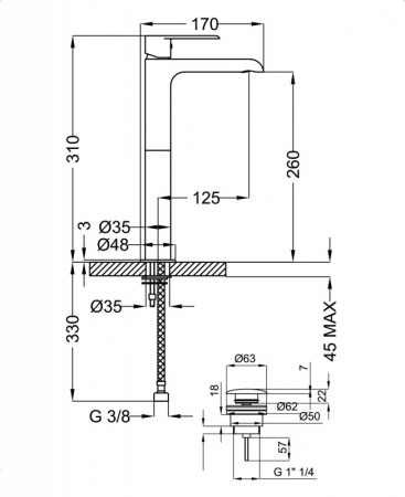 Высокий смеситель для раковины Cezares Furore FURORE-LC-01-Cr фото