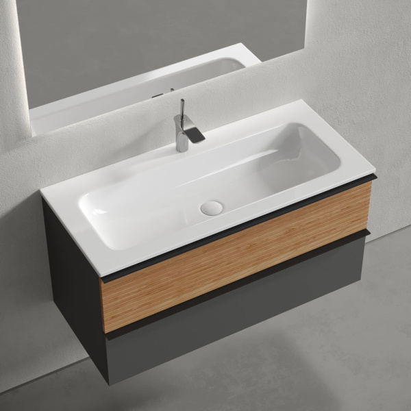 Тумба под раковину Sancos Delta DL100GR дуб красный/графит фото