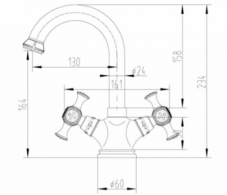 Смеситель для раковины двухвентильный Zorg Antic A 6008U-BR фото