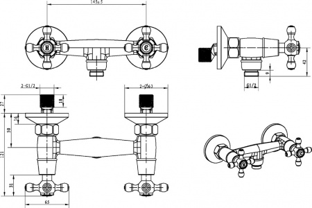 Смеситель для душа Boheme Royal Crystal 274-Royal/CRST фото