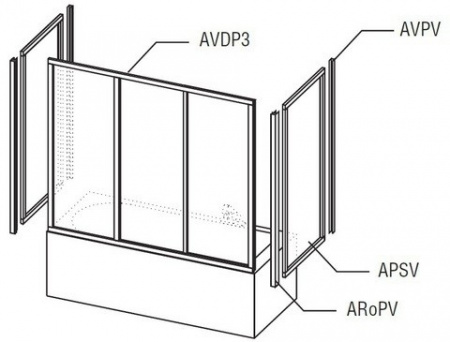 Жесткая стенка Ravak Supernova APSV-70 95010102Z1 белый/transparent фото