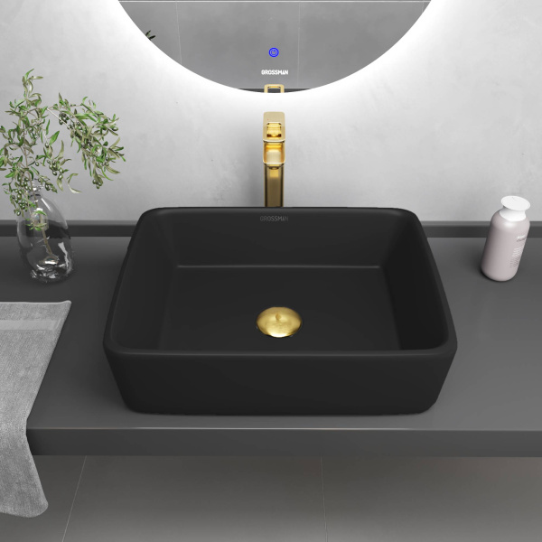 Накладная раковина Grossman Color GR-3016BM 48x37 черная матовая фото
