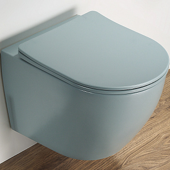 Подвесной унитаз со смывом торнадо CeramaLux NC TR2197MLG с сиденьем, зеленый матовый фото