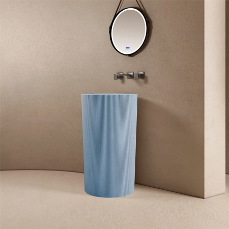 Напольная раковина из искусственного камня Abber Stein AS2501Blau 50x50 голубая фото