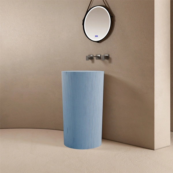 Напольная раковина из искусственного камня Abber Stein AS2501Blau 50x50 голубая фото