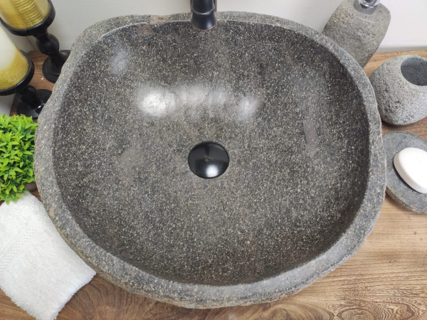 Накладная раковина из речного камня RS0622 (46*42*15) фото