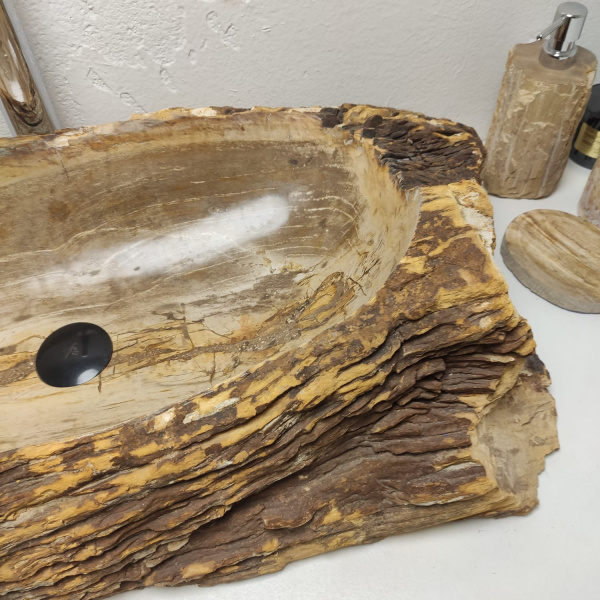 Накладная раковина из окаменелого дерева Fossil Basin OD-01342 (80*41*18) фото
