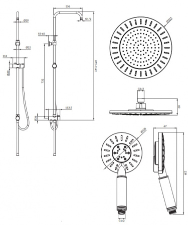 Душевая система (стойка) Omnires Nevada SYSNEVADABL черный фото